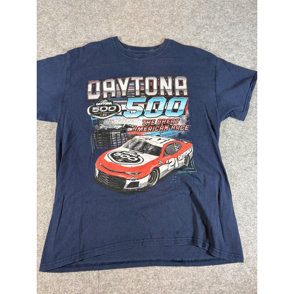 NASCAR Daytona 500 Shirt Mens Medium Blue The Great American Race Graphic Tee